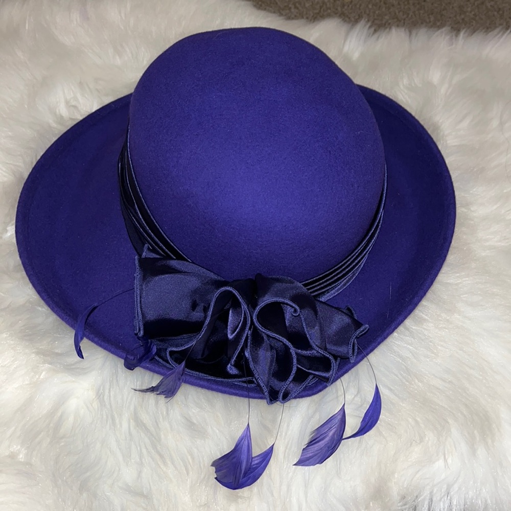 Purple Bow Feather Hat